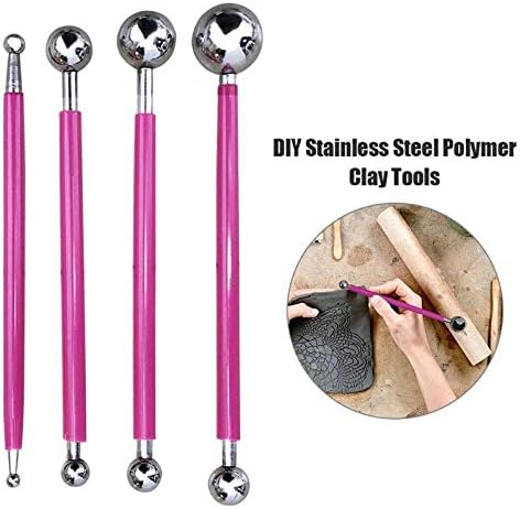 Ecjiuyi Ball Stylus Dotting Painting Tool Set,Ecjiuyi 8 Piece Sculpt Modeling Tools,Mandala Rock Painting Tools, Ceramics Doll Fondant Modeling, Paper Flowers, Embossing Pattern