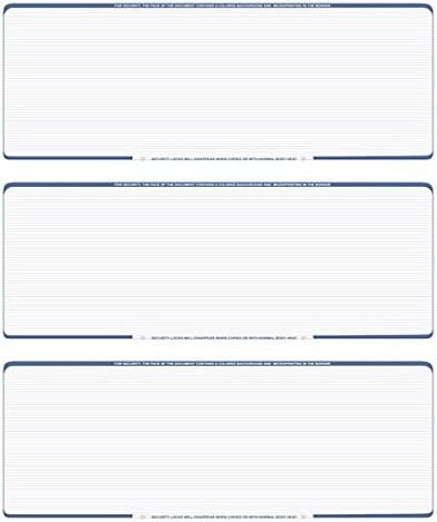 Business Voucher Check Stock - Computer Laser Checks - 3 Checks Per Page, 500 Sheets/1500 Checks, Steel Blue Pinstripe