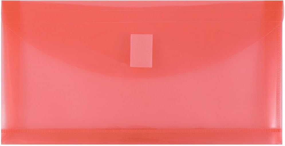 JAM PAPER Plastic Expansion Envelopes with Hook & Loop Closure - #10 Booklet Wallet - 5 1/4 x 10 with 1 Inch Expansion - Red - 3/Pack