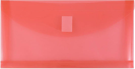 JAM PAPER Plastic Expansion Envelopes with Hook & Loop Closure - #10 Booklet Wallet - 5 1/4 x 10 with 1 Inch Expansion - Red - 3/Pack