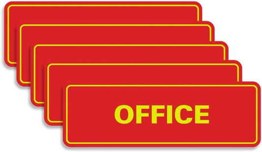 Signs ByLITA Standard Office Sign - Professional Business Signage - Easy to Install (Red/Yellow) - Medium 5 Pack