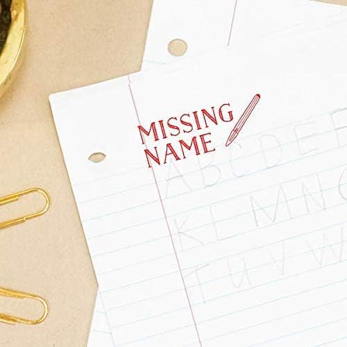 Custom Self-Inking Stamps (Missing Name, Xtra Wide) - Grading Made Easy - 49 Stamp Designs | Fun Phrases for Classroom & Library Books