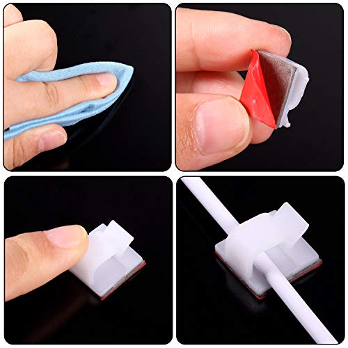 Blulu 100 Pcs Adhesive Cable Clips Bulk Wire Holder for Cord Organizer Clips Cable Management Outdoor Light Hooks for Christmas Wall String Lights Fairy Lights