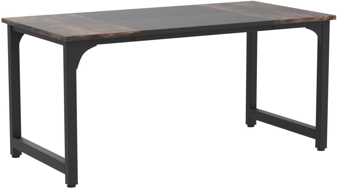 Tribesigns 63” Executive Desk, Large Office Computer Desk with Thicken Frame, Modern Simple Workstation Business Furniture for Home Office, Rustic Brown/Black