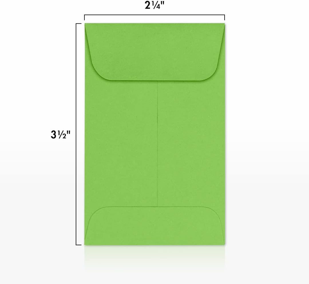 LUXPaper #1 Coin Envelopes | 2 1/4" x 3 1/2" | Limelight Green | 80lb. Text | 50 Qty.