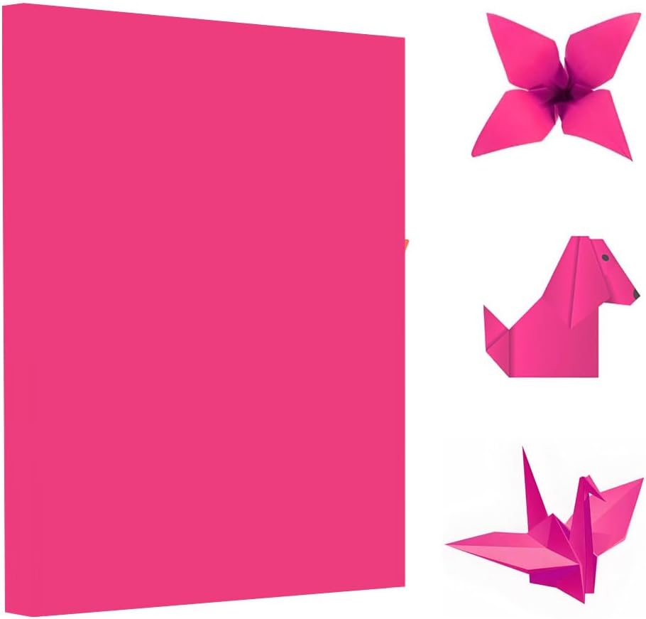 A4 Origami Paper Magenta 100 Sheets, 8.27×11.7 inch Double Sided Color Easy Fold Big Origami Paper A4 Colored Copy Papers Thin 70gsm for Beginners, DIY handwork Art Craft Projects (210 x 297 mm)