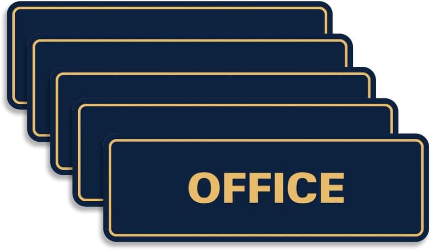 Signs ByLITA Standard Office Sign - Professional Business Signage - Easy to Install (Navy Blue/Gold) - Medium 5 Pack