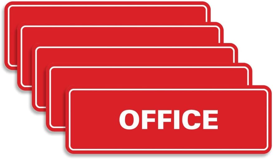 Signs ByLITA Standard Office Sign - Professional Business Signage - Easy to Install (Red) - Medium 5 Pack