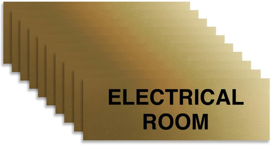 All Quality Basic Electrical Room Sign | Durable Construction | Building Safety - Brushed Gold - Medium (10 Pack)
