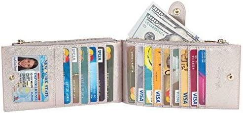 Travelambo RFID Wallet Women Large Size Bifold Multi Card Wallet Case with Zipper Pocke Credit Card Holder for Women