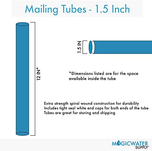 MagicWater Supply Mailing Tube - 1.5 in x 12 in - Kraft - 4 Pack - for Shipping and Storage of Posters, Arts, Crafts, and Documents