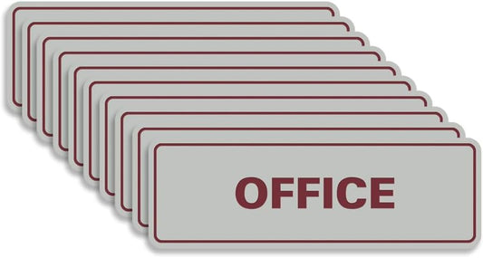 Signs ByLITA Standard Office Sign - Professional Business Signage - Easy to Install (Light Grey/Burgundy) - Large 10 Pack