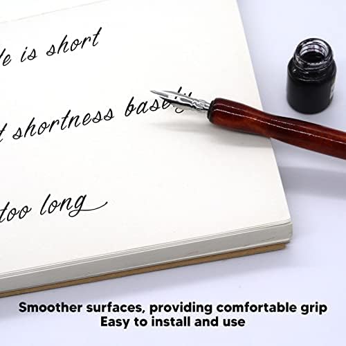 Nib Pen Holder Set, Pack of 10 Comfortable Grip Smoother Comic Dip Wooden Pen Nib Holder for Beginners Professional Art Painting English Calligraphy and Comic Creation(Mahogany)