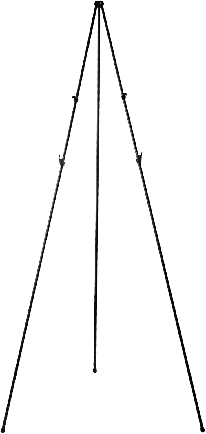 Portable Easel Stand for Posters, Lightweight Tripod Display with Collapsible Design, Sturdy Black Steel Frame, Holds Up to 5 lbs, Ideal for Events, Art & Signage. (1 Pack-Black)