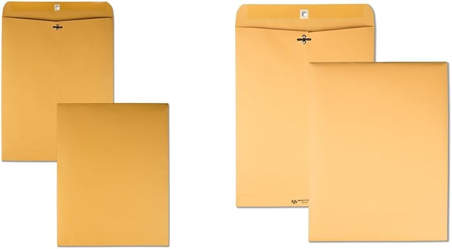 Quality Park 12x15 1/2 Clasp Envelopes (100/Box) and 10x13 Clasp Envelopes (100/Box)