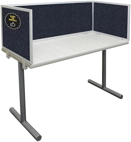 OBEX Acoustic Mounted Screen Privacy Panel Table Top Separator, Sound Blocking Desk Divider (Slate, 18" X 30")
