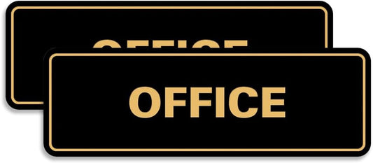 Signs ByLITA Standard Office Sign - Professional Business Signage - Easy to Install (Black Gold) - Large 2 Pack