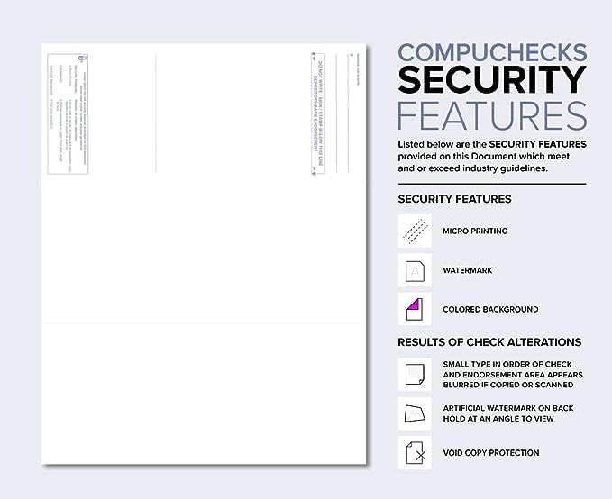Compuchecks Check on Top Blank Check Paper - 2500 Pack, Quick-Books & Laser Printer Compatible - Security Business Checks with Voucher - 8.5" x 11" Gold Diamond