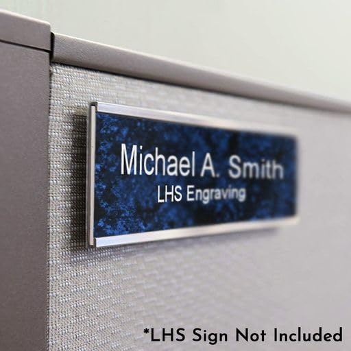 Executive Wall Nameplate Sign Holder Black Aluminum Fits 2x12 Plastic Office Door Name Plate or Cubicle Option| Made in USA