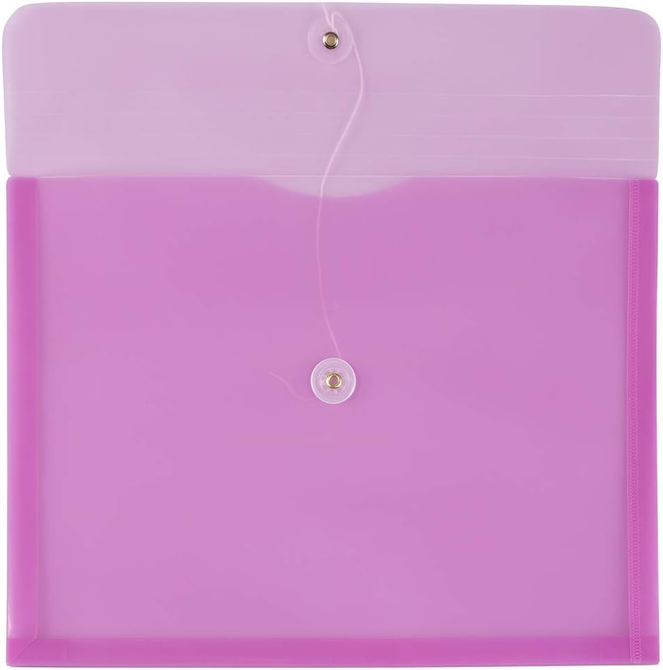 JAM PAPER Plastic Envelopes with Button & String Tie Closure - Letter Booklet - 9 3/4 x 13 - Lavender Purple - 12/Pack