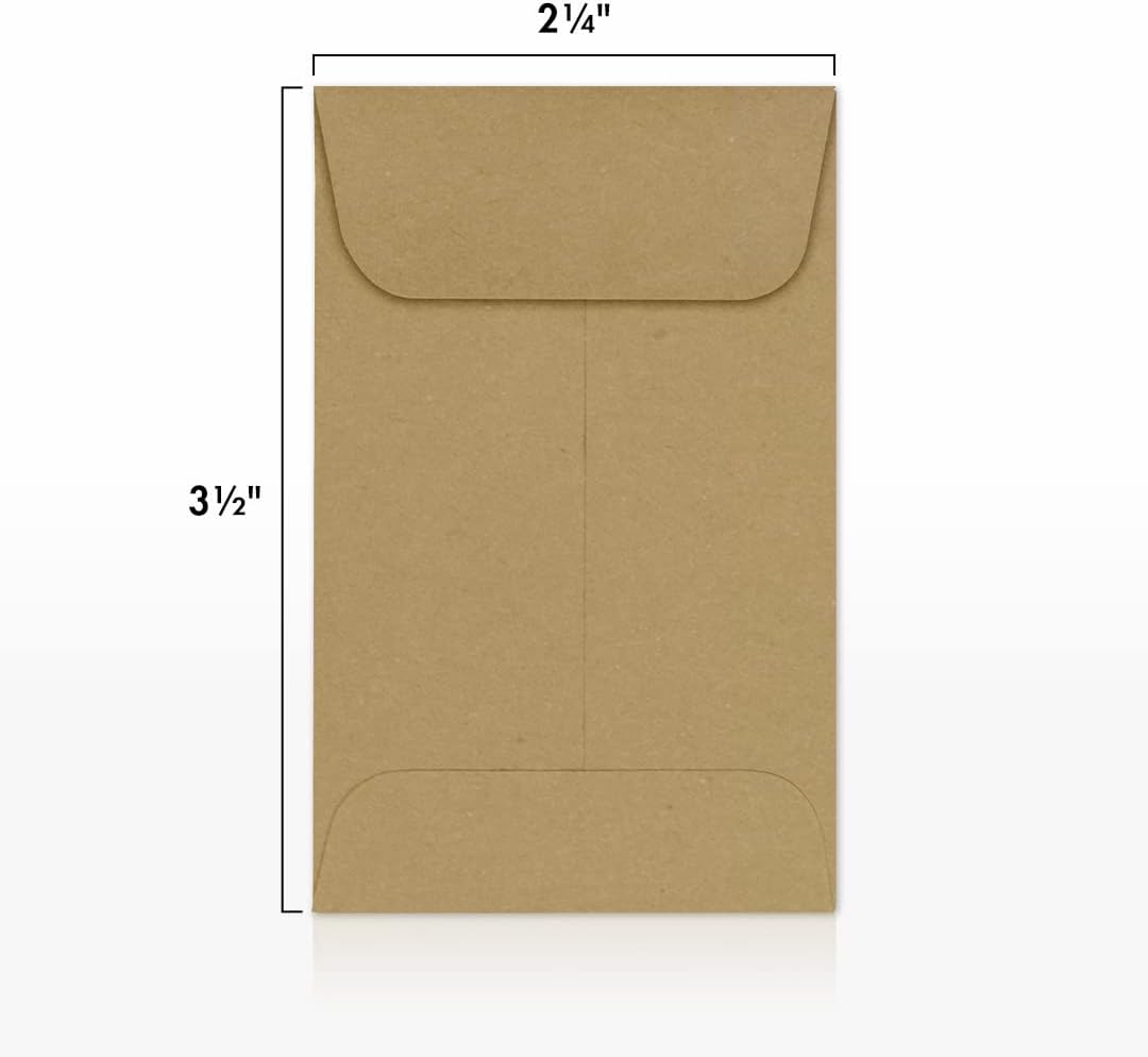 LUXPaper #1 Coin Envelopes | 2 1/4" x 3 1/2" | Grocery Bag Brown | 70lb. Text | 50 Qty