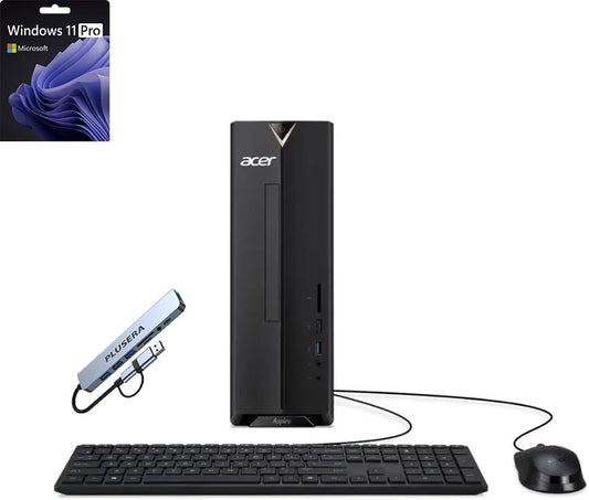 acer Aspire Desktop | 64GB RAM | 2.5TB Storage (2TB SSD+512GB Docking Station Set | Windows 11 Pro with Microsoft Office Trial | Dual-Core Intel Celeron | Keyboard & Mouse | Wi-Fi | Black