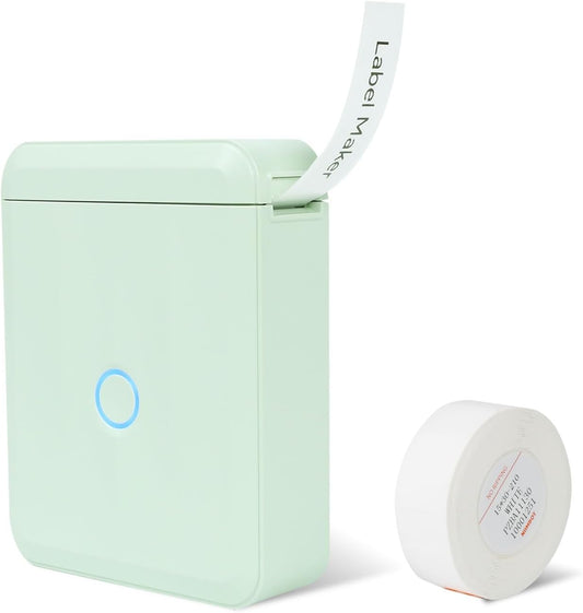 D110-M Label Maker Sticker Machine-Thermal Label Printer Inkless Portable Bluetooth Label Sticker Maker, Mini Bulk Printer for Business Home Office Compatible iOS Android USB Rechargeable-Green