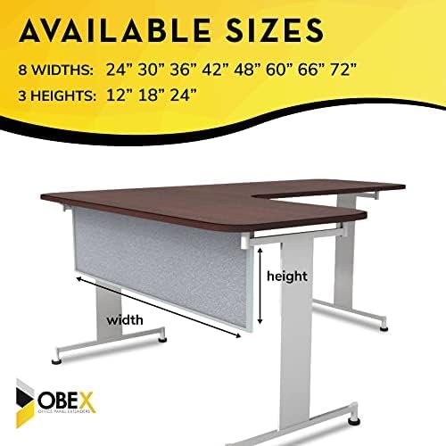 OBEX Acoustic Table Mounted Modesty Desk Privacy & Sound Absorbing Panel for Office Cubicles, 24" x 42", Overcast