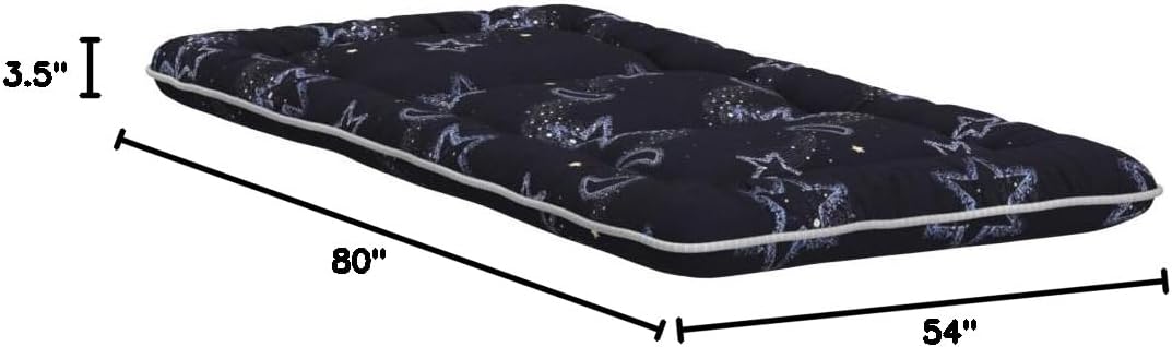 MAXYOYO Japanese Futon Mattress Floor Mattress Sleeping Pad Foldable Bed Roll Up Camping Cushion Floor Lounger Bed Couches and Sofas Couch Topper, Moon and Star, Full Size