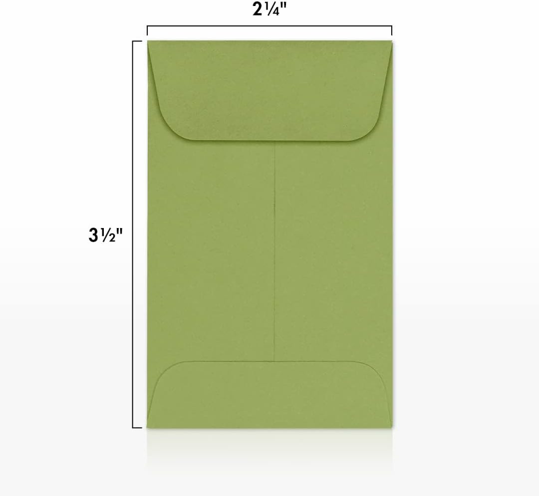 LUXPaper #1 Coin Envelopes | 2 1/4" x 3 1/2" | Avocado Green | 70lb. Text | 50 Qty