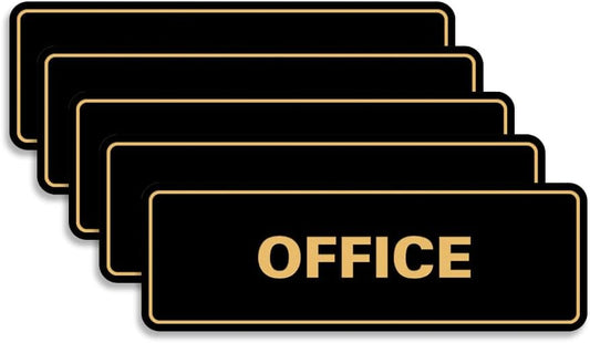 Signs ByLITA Standard Office Sign - Professional Business Signage - Easy to Install (Black/Gold) - Small 5 Pack