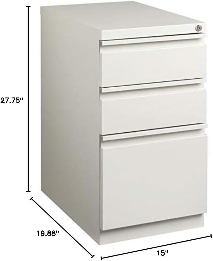 Scranton & Co 3-Drawer Modern Metal Mobile Pedestal File Cabinet in Light Gray