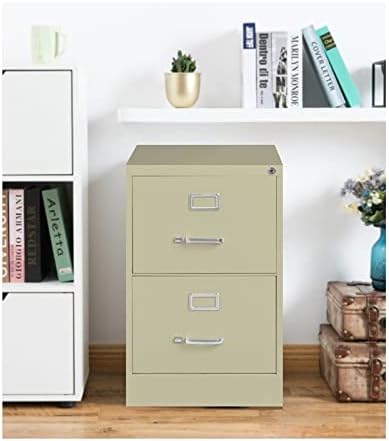 Pemberly Row 2 Drawers 28.38" Vertical Beige Metal Filing Cabinet Lockable Pre-Assembled Stationary Legal Size for Home, Office