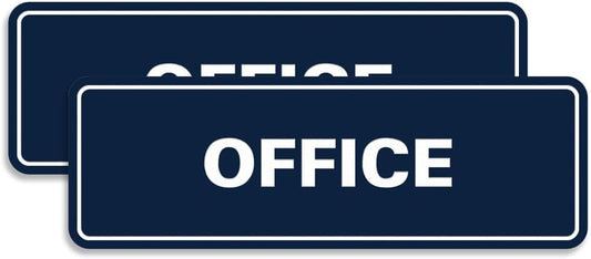 Signs ByLITA Standard Office Sign - Professional Business Signage - Easy to Install (Navy Blue/White) - Small 2 Pack