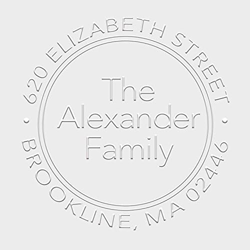 Custom Monogram Address Embosser - Personalized Round Seal with 50 Gold Seal Labels - Style EM029
