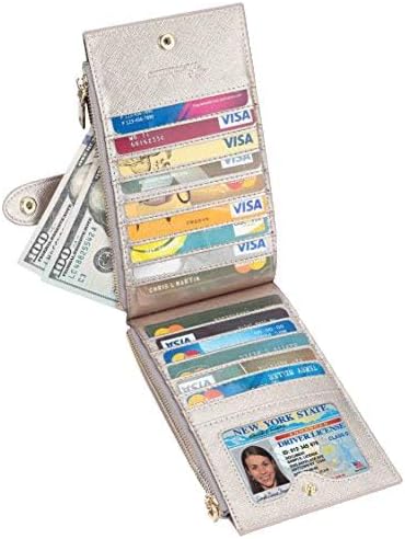 Travelambo RFID Wallet Women Large Size Bifold Multi Card Wallet Case with Zipper Pocke Credit Card Holder for Women