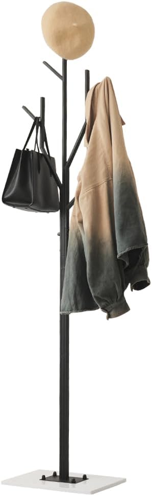Marble Base Metal Clothing Coat Rack Stand for Hanging Clothes Bedroom Standing Rack Heavy Duty Coat Hanger Freestanding Tree Coat Racks Hallway Entrance Office Hats Coats Scarves Handbags