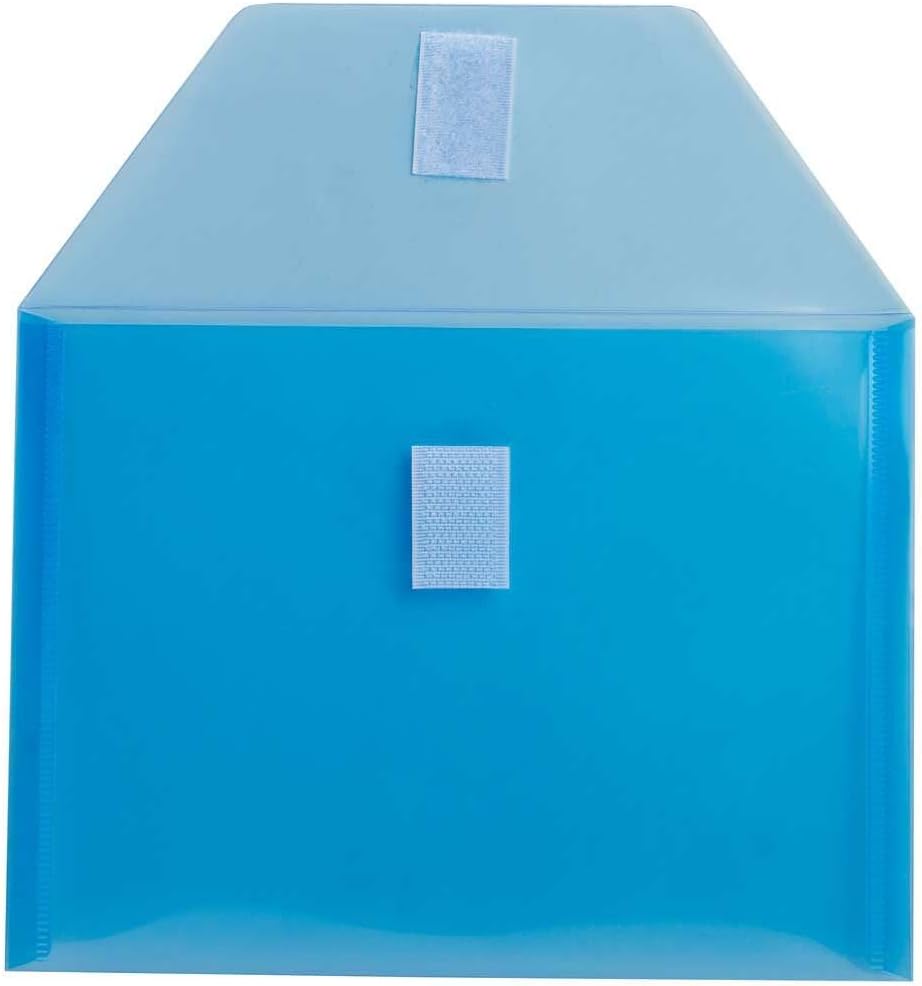 JAM PAPER Plastic Envelopes with Hook & Loop Closure - Index - 5 1/2 x 7 1/2 - Blue - 3/Pack