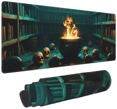 Skull Mouse Pad 31.5 X 11.8 Inch Big Desk Rubber Base Stitched Edges Keyboard Pad XXL Mouse Mat for Home Game and Office