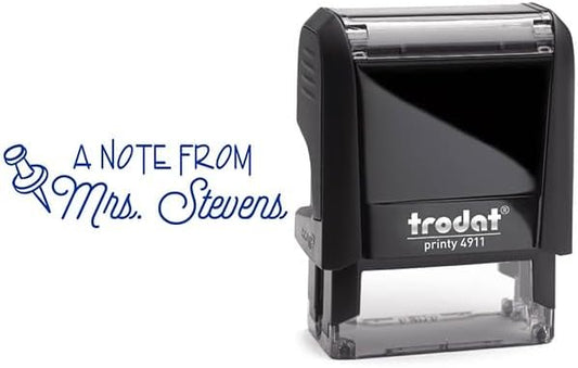 Custom Self-Inking Stamps | 49 Designs | Fun Classroom Phrases | Grading Made Easy | Book Stamps (Note from Pin, Large)