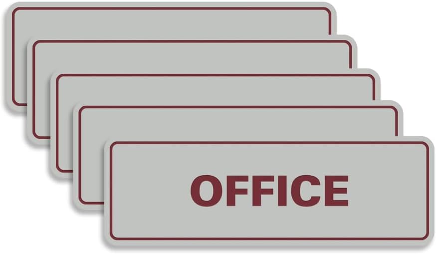Signs ByLITA Standard Office Sign - Professional Business Signage - Easy to Install (Light Grey/Burgundy) - Large 5 Pack