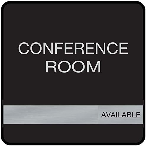 NapTags Conference Room Slider Signs (Black - Black Frame, 6" x 6")