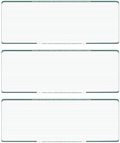 Business Voucher Check Stock - Computer Laser Checks - 3 Checks Per Page, 500 Sheets/1500 Checks, Green Pinstripe