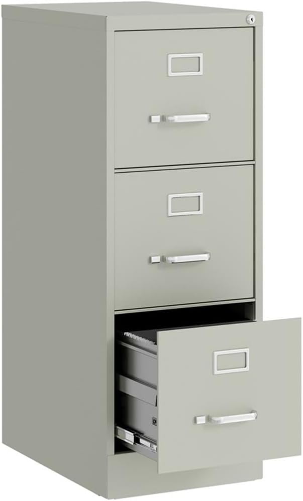 UrbanPro 3 Drawers 40.19" Vertical Light Gray Metal Filing Cabinet Lockable Pre-Assembled Stationary Letter Size for Home, Office