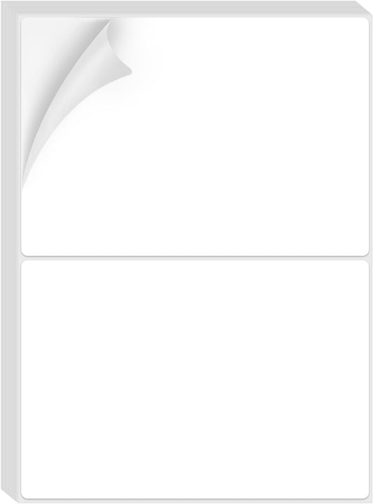 Round Corner Half Sheet 8.5" x5.5" Mailing Labels Matte Blank White Self Adhesive Shipping Label for Laser and Ink Jet Printers 80 Labels (40 Sheets)
