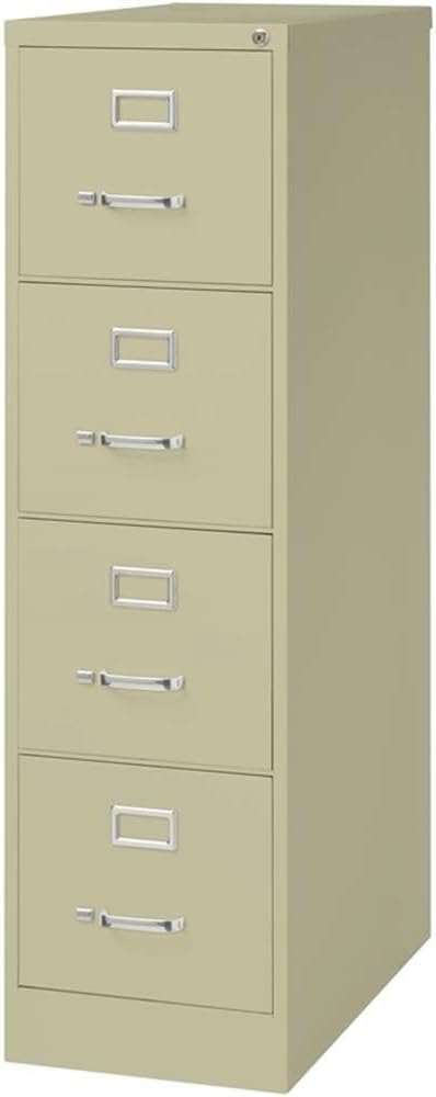 Pemberly Row 4 Drawers 52" Vertical Beige Metal Filing Cabinet Lockable Pre-Assembled Stationary Letter Size for Home, Office