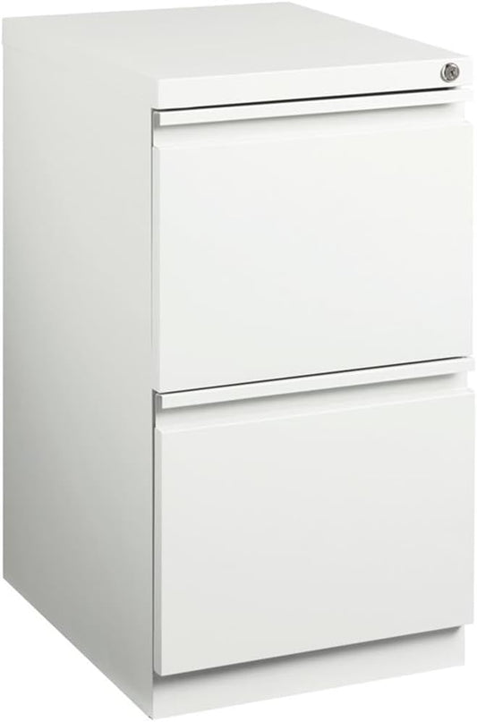 Pemberly Row 2 Drawers 27.75" Vertical White Metal Filing Cabinet Lockable Pre-Assembled Stationary Letter Size for Home, Office