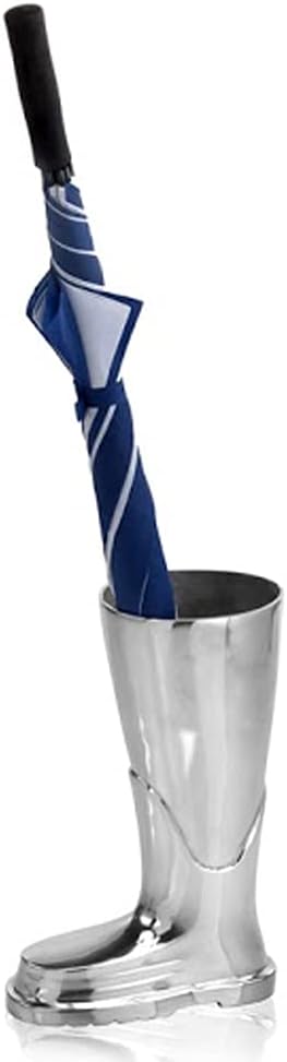 Modern Day Accents 3525 Bombero Boot Umbrella stand for umbrellas, Umbrella Organizer, Cane Holder, Silver, Entryway Decorative Umbrella Stand, Umbrella Holder, Home, Office Decor, 10.5"Lx7"Wx15.75"H