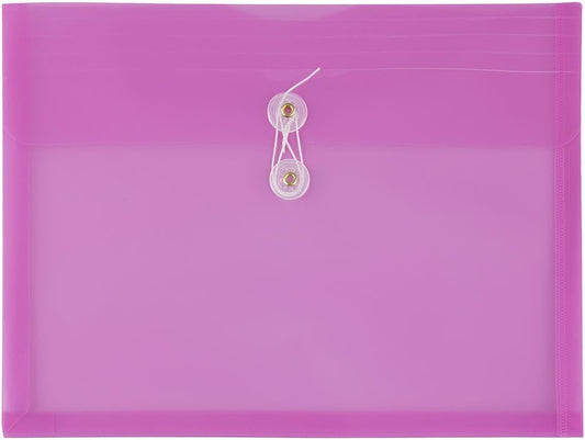 JAM PAPER Plastic Envelopes with Button & String Tie Closure - Letter Booklet - 9 3/4 x 13 - Lavender Purple - 3/Pack