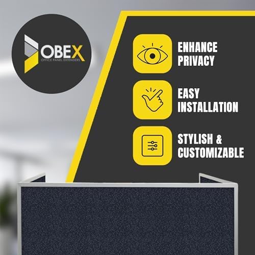 OBEX Acoustic Mounted Screen Privacy Panel Table Top Separator, Sound Blocking Desk Divider (Slate, 18" X 36")